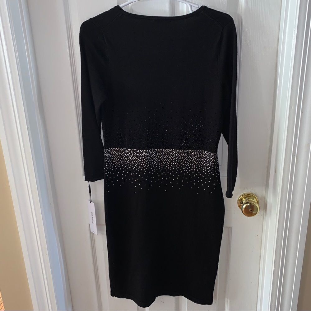Calvin Klein black bling crystal long sleeve knit